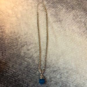 Silvertone blue drop necklace